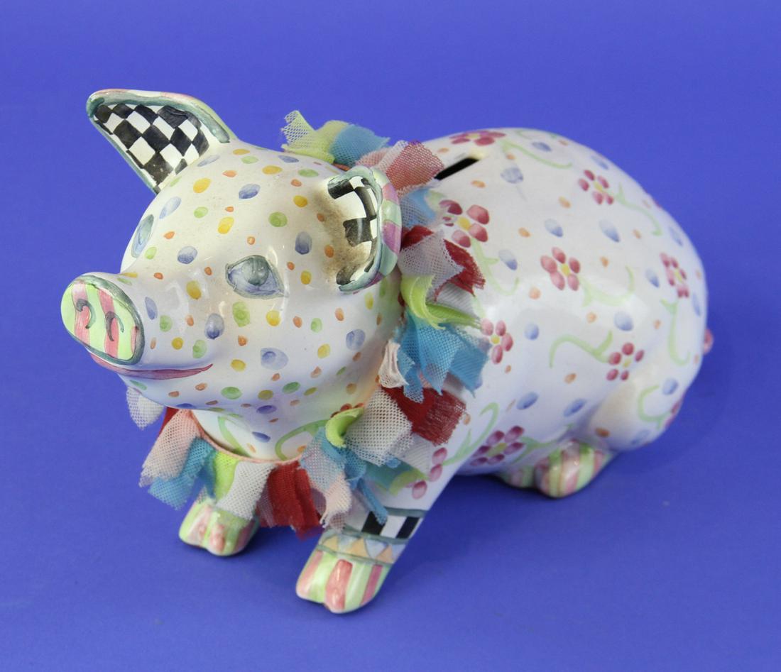 MacKenzie-Childs Pig: MacKenzie-Childs pig, 7" x 12". Provenance: Estate of Jonathan Seiberg of Lynn, Massachusetts.