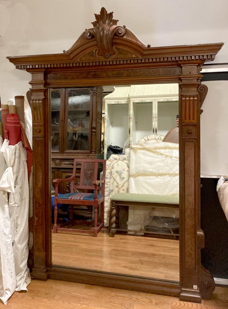 19thC Victorian Walnut Mirror (1 of 3)