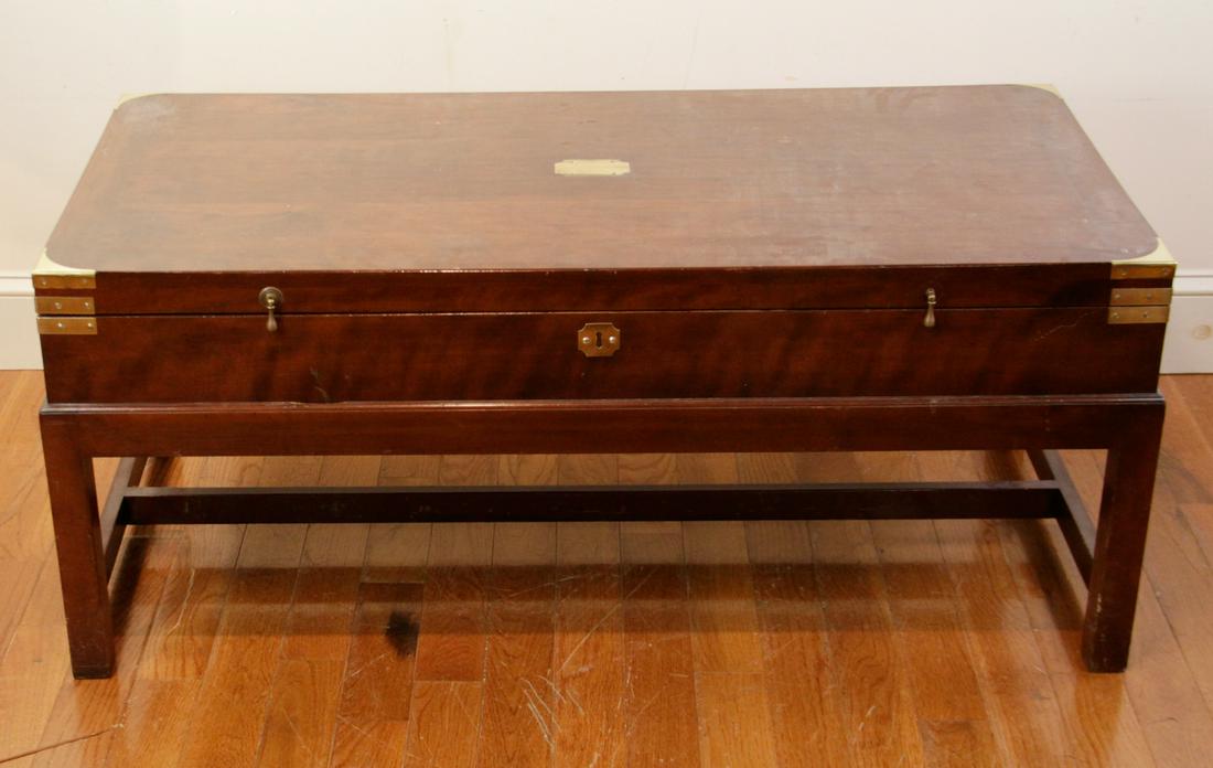 Antique Cherry Lift Top Campaign Chest on Legs (1 of 5)