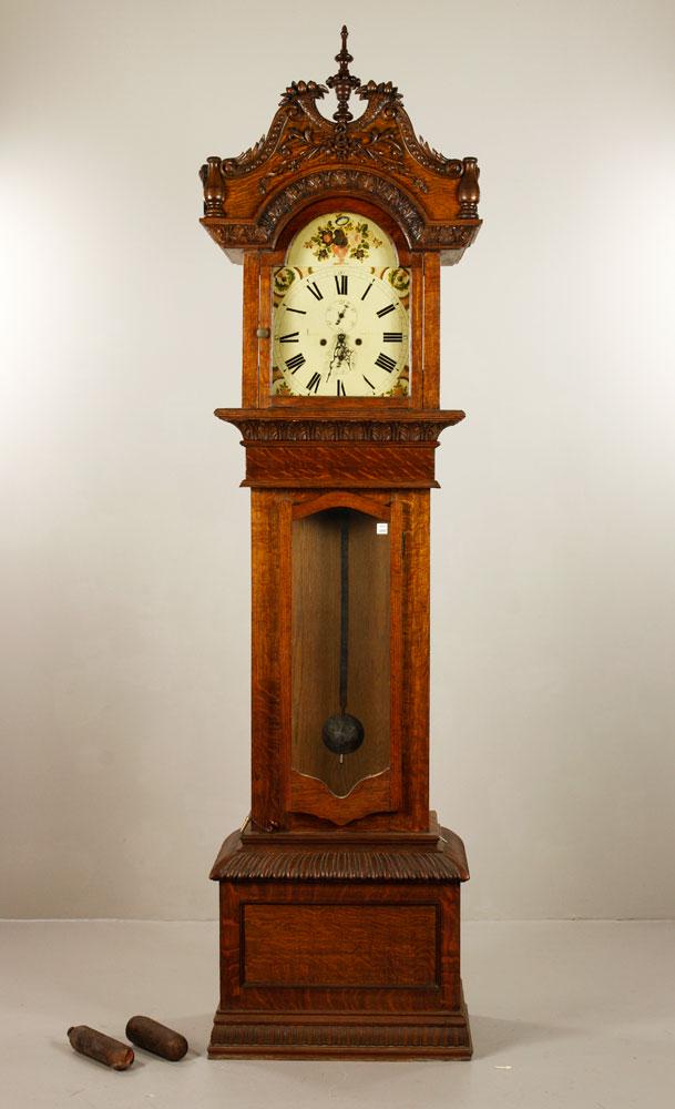 Late Victorian Fancy Carved Oak Tall Clock (1 of 5)