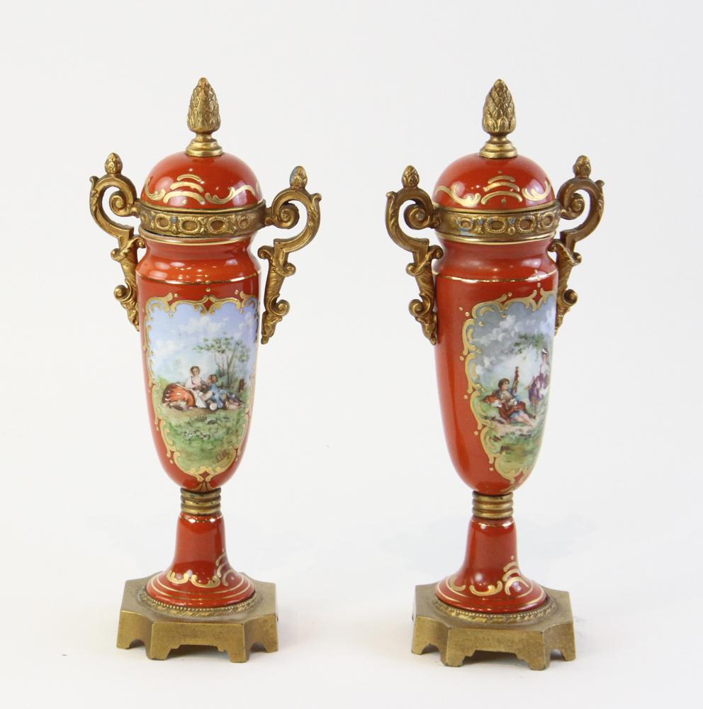 Pair of French Porcelain Covered Urns (1 of 2)