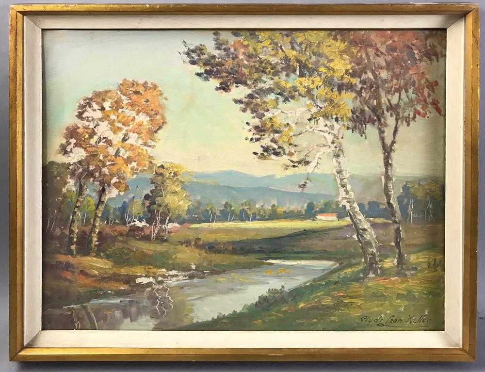 Clyde Leon Keller, Autumn Landscape, Oil on Board (1 of 3)