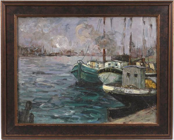Signed Anthony Thieme, seascape w/boat, O/C: Signed Anthony Thieme (American, 1888-1954), seascape with boat, o/c, 20 1/2" x 27" (sight). Good condition.