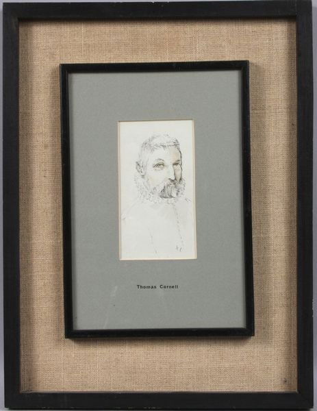 Thomas Cornell, portrait of gentleman, c.1970: Thomas Cornell (American, b. 1936, Bowdoin College Art Professor), portrait of a gentleman in 17th Century clothes, after Van Dyck, pencil on paper, c. 1970, 6" x 3", 16 1/2" x 12 1/2" framed. Good co