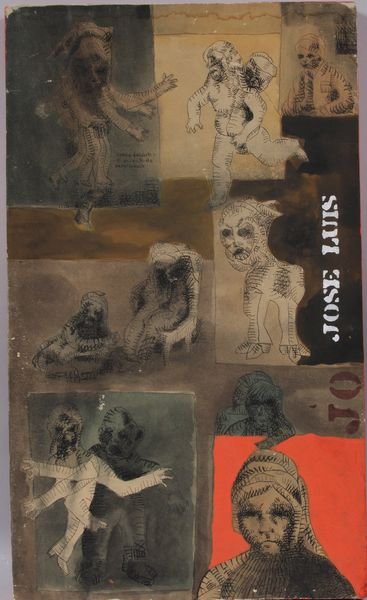 Jose Louis Calzada, mixed media, 1970, 20" x 12: Jose Louis Calzada, seri las masearas, mixed media on board, 1970, 20" x 12", dated UL 'Oct 12/70'. Some loss.
