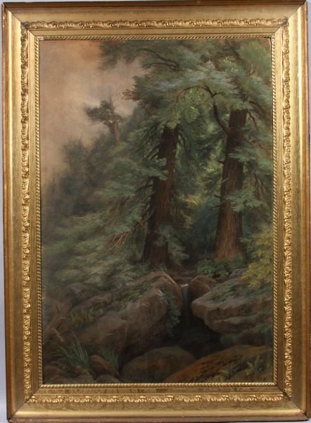 John Ross Key, woodland interior, pastel: John Ross Key (American, 1837-1920), woodland interior, pastel, 33" x 23".