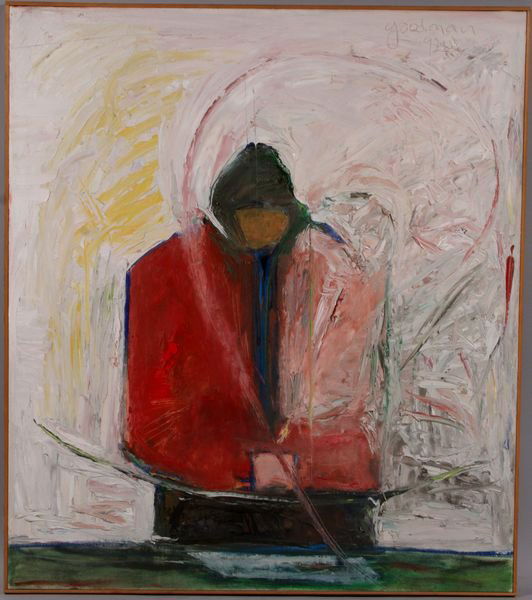J. Goodman, abstract figure, O/C: John Goodman (American, b.1950), abstract figure, o/c, 1992, 47 3/4" x 41 3/4", 48 1/2" x 42 1/2" framed, good condition. Provenance: Robert O. Peterson Estate, San Diego, CA.