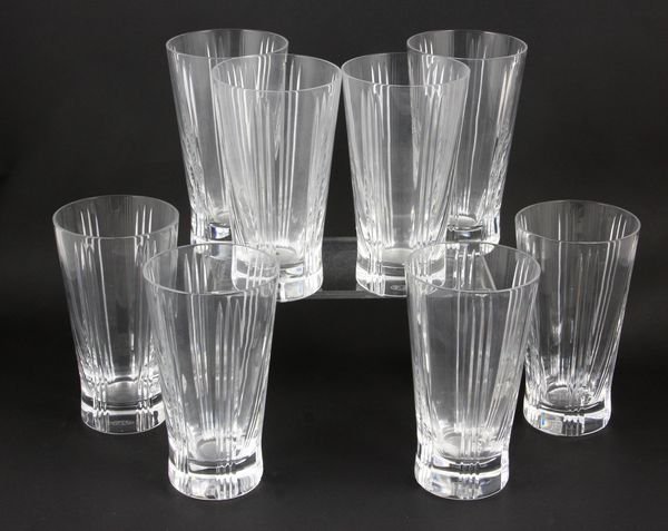 Set of 8 large Baccarat tumblers: Set of eight (8) large Baccarat tumblers, 5 3/4" h., good condition. Provenance: Robert O. Peterson Estate, San Diego, CA.