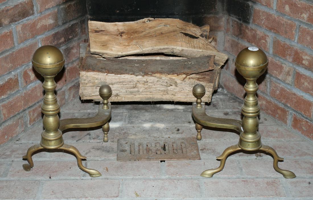 Pair of Chippendale Style Brass Andirons (1 of 1)