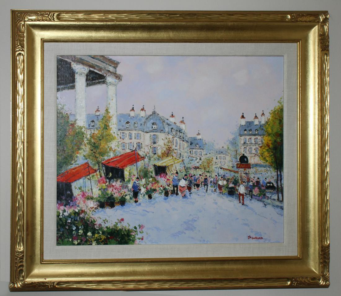 Jean-Pierre Dubord, Oil on Canvas, Flower Market Scene (1 of 1)