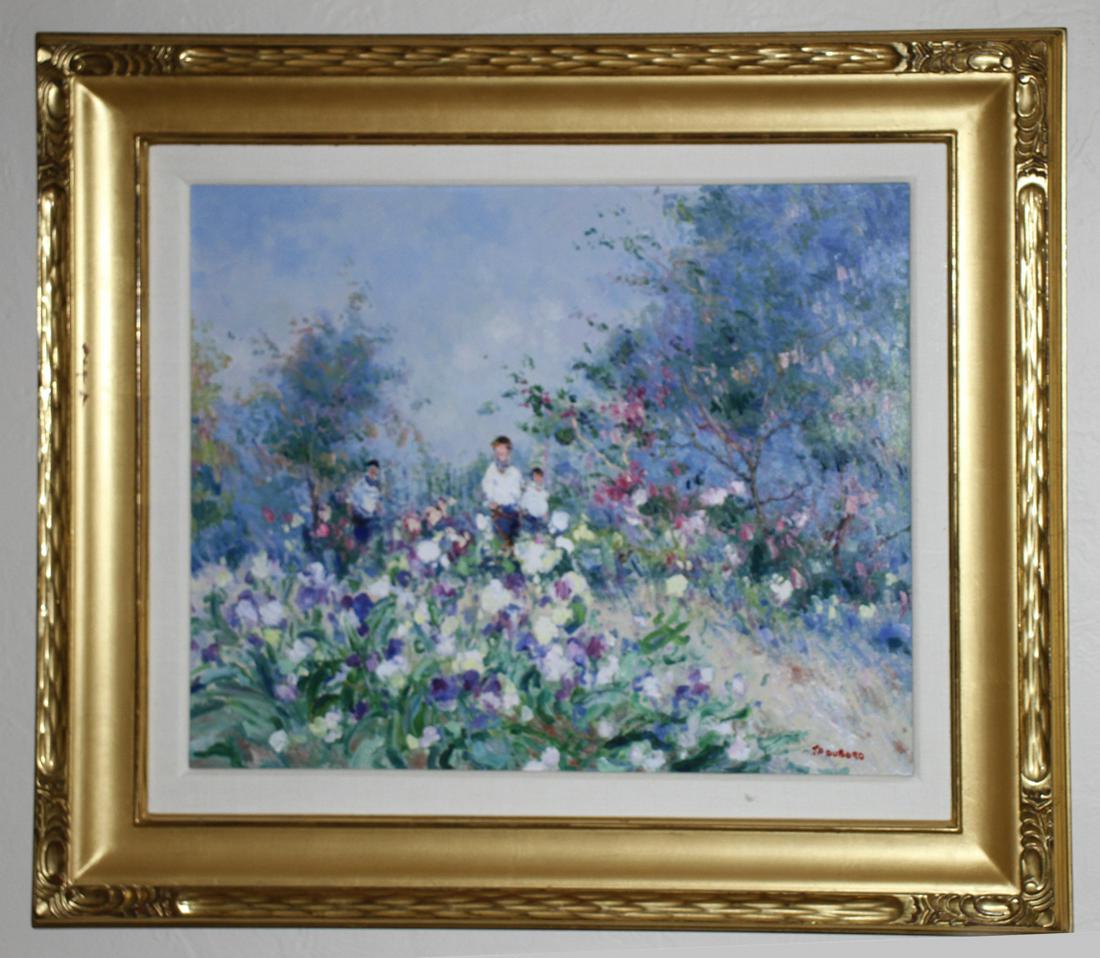 Jean-Pierre Dubord, Oil on Canvas, Flower Market Scene (1 of 1)