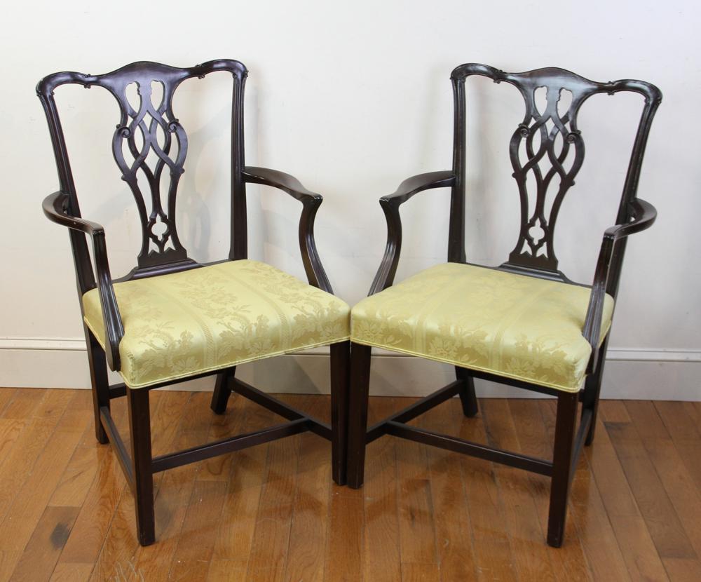 Pair of English Chippendale Style Armchairs (1 of 8)