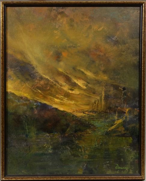 Scott Duncan (American, 20th Century), mountain v: Scott Duncan (American, 20th Century), mountain voyage, o/c, 20" x 16 1/4", 21" x 17 1/4" framed, signed LR. Good condition.