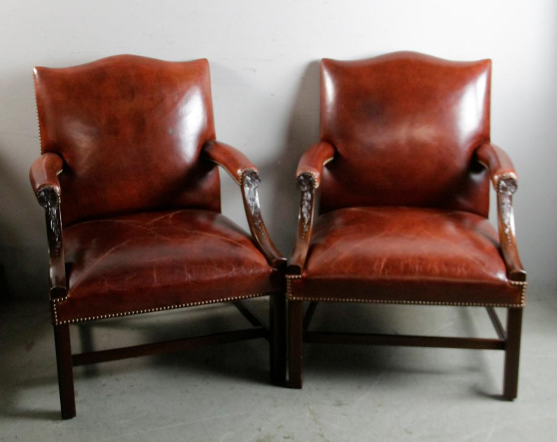 Regency Style Leather Arm Chairs (1 of 8)