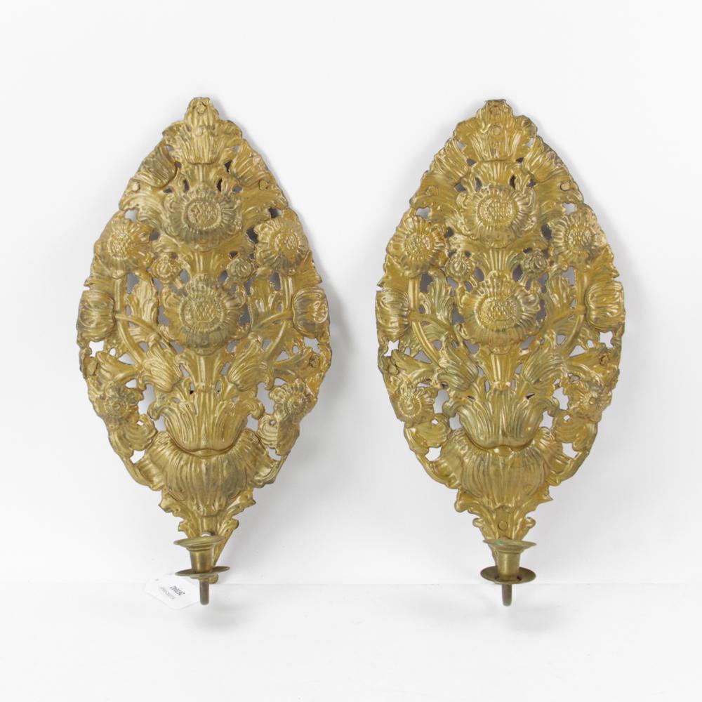 Pair of Colonial Mexican Metal Wall Sconces (1 of 6)