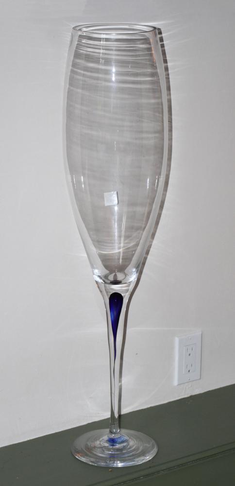 Orrefors Crystal Vase with Cobalt Air Trap Stem (1 of 1)