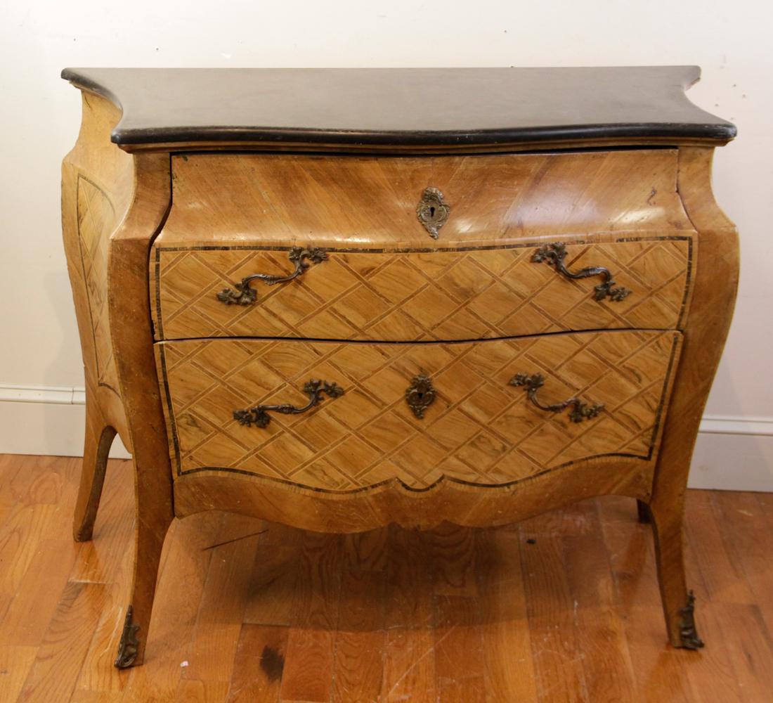 Italian Marquetry Marble Top Chest (1 of 4)