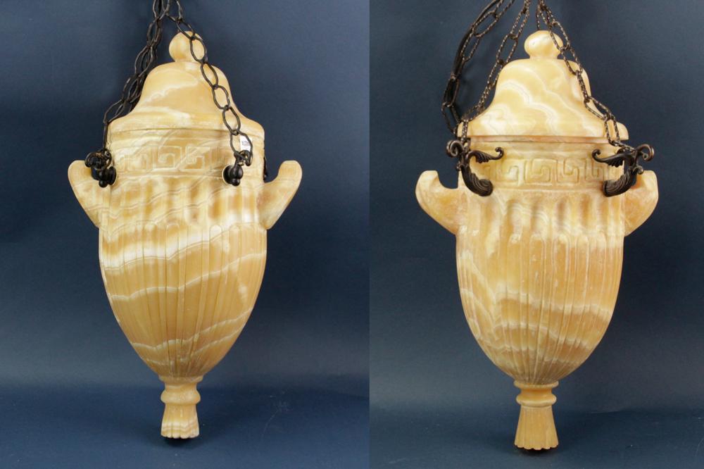Pair of Italian Alabaster Ceiling Fixtures (1 of 9)