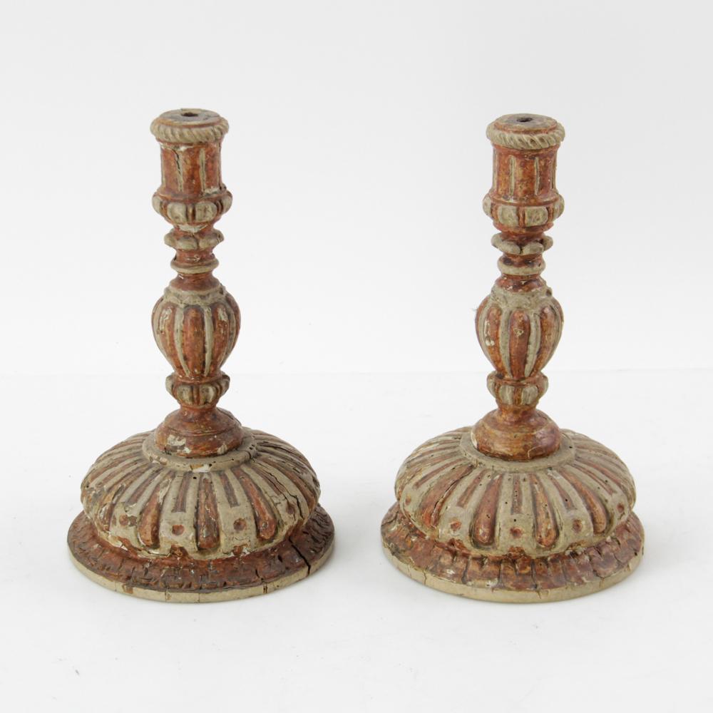17th/18thC North Italian Wood Candlesticks (1 of 5)
