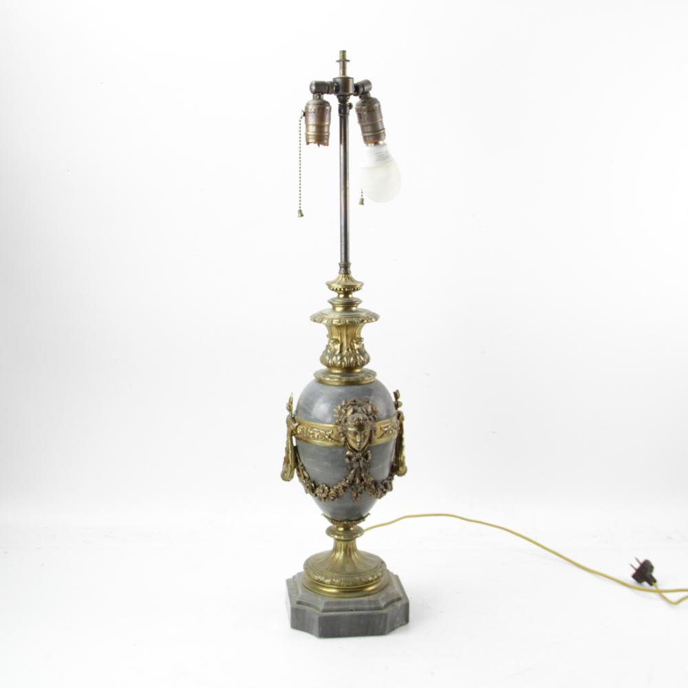 19thC French Bronze and Marble Table Lamp (1 of 7)