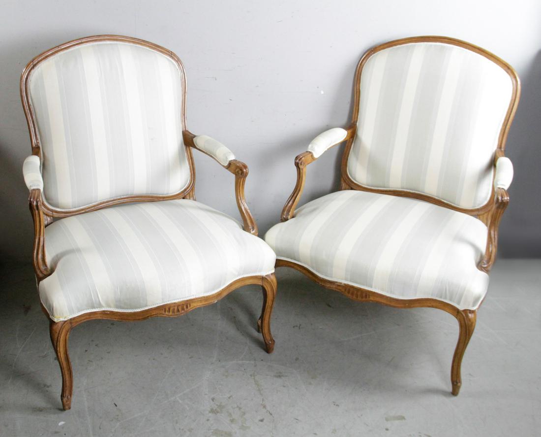 Pair of Louis XV Style Fauteuil Chairs (1 of 6)