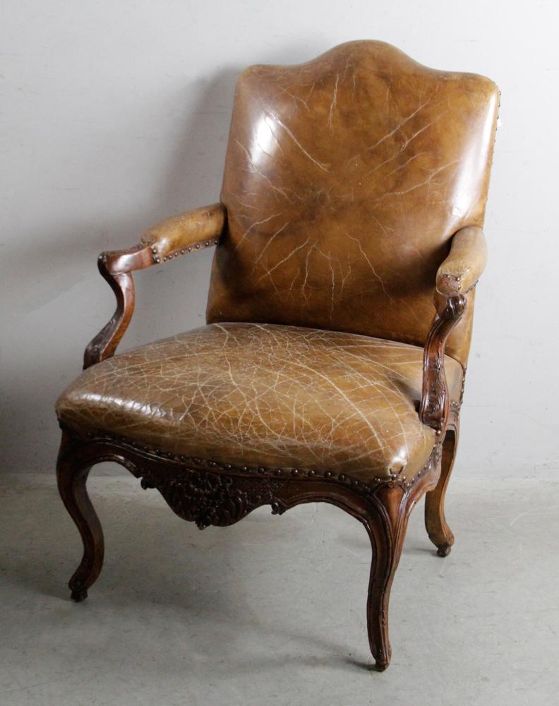 Louis XV Style Walnut Fauteuil Chair (1 of 6)