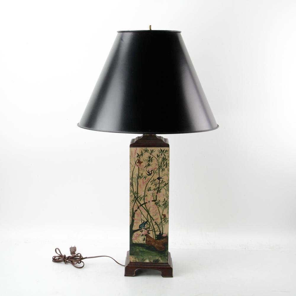 Resin Table Lamp with Bamboo and Bird Design (1 of 5)
