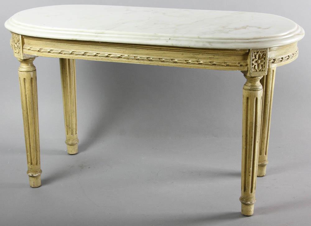 Louis XVI Style Marble Top Oval Side Table (1 of 5)