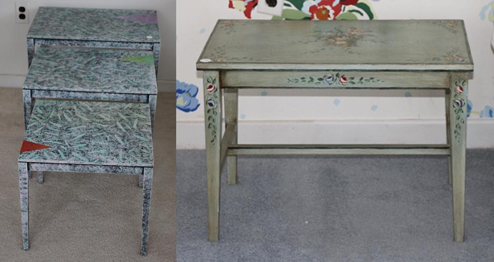 Artist Signed Painted Nesting Tables and Other Side (1 of 6)
