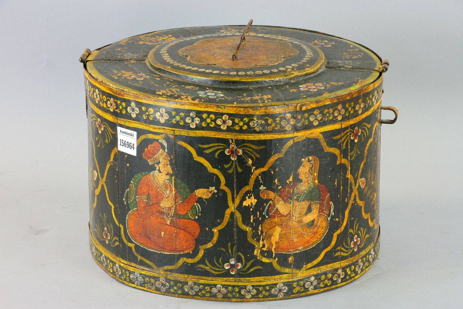 Antique Indian Decorated Round Box (1 of 3)