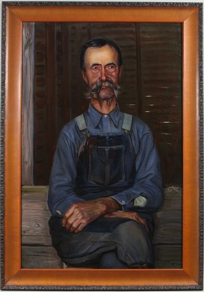 Frank von der Lancken, 'Oklahoma Farmer', O/C: Frank von der Lancken (American, 1872-1950), 'Oklahoma Farmer', circa 1940, o/c, 38" x 25", 44" x 31" frame size, signed lower right.