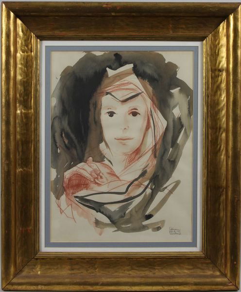 William Ward Beecher, Portrait of a Young Woman,: William Ward Beecher, portrait of a young woman, w/c and red chalk drawing, 12" x 16", 23 1/2" x 19 1/2" gold gilt frame size, signed lower right and dated '1953'. Good condition.