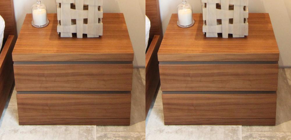 Pair of Whiteline Walnut Bedside Tables (1 of 2)