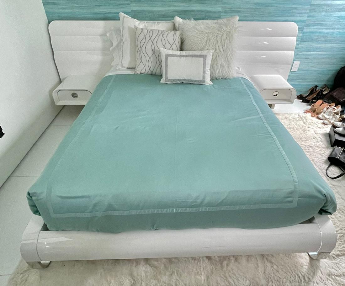 Whiteline Queen Size Bed with End Tables (1 of 1)