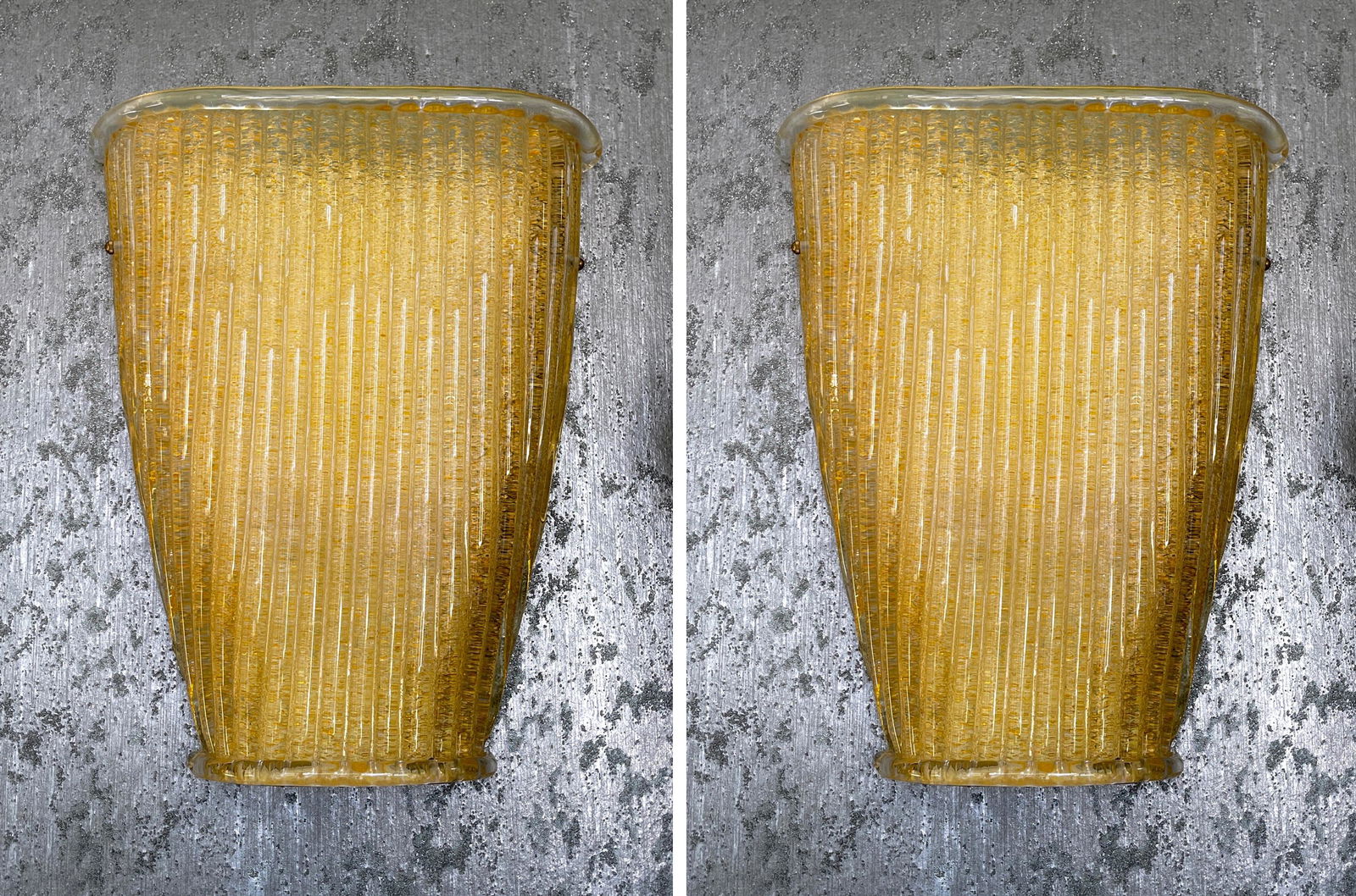 Pair of Amber Murano Wall Sconces (1 of 1)