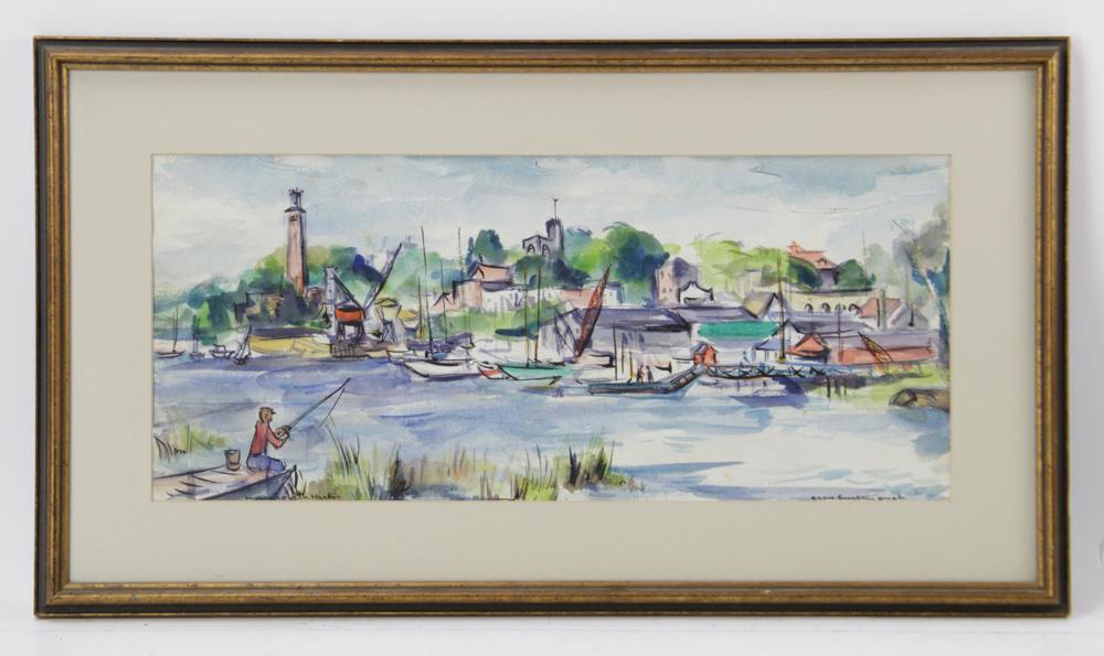 Grace H Pugh, Harbor Scene, Watercolor (1 of 6)