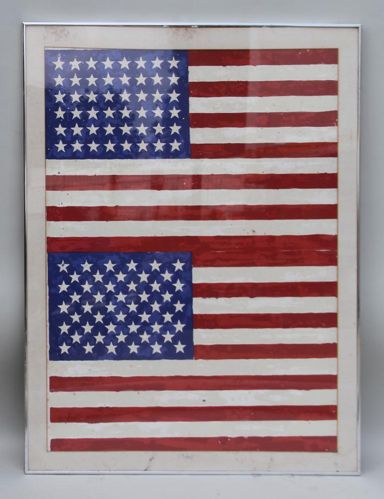 Print, Flag, Framed: Print, flag, framed 42" x 32". Provenance: Palm Beach, Florida estate.