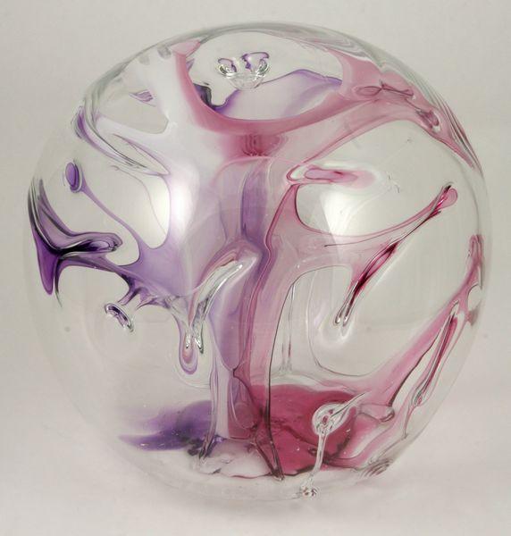 Contemporary Blown Glass Sculpture: Contemporary blown glass sculpture signed "Peter Bramhall," dated 1986, 9"h. Good condition.