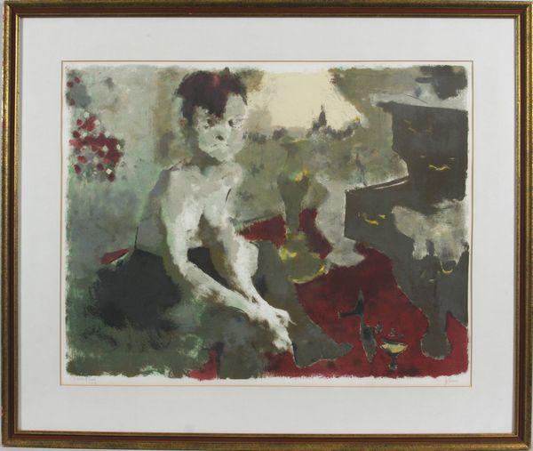 Jack Levine, Blue Angel, Color Lithograph: Jack Levine (American 1915), blue angel, color lithograph, Ed. 120, artist's proof, 1968, signed in pencil, 19" x 25", framed.