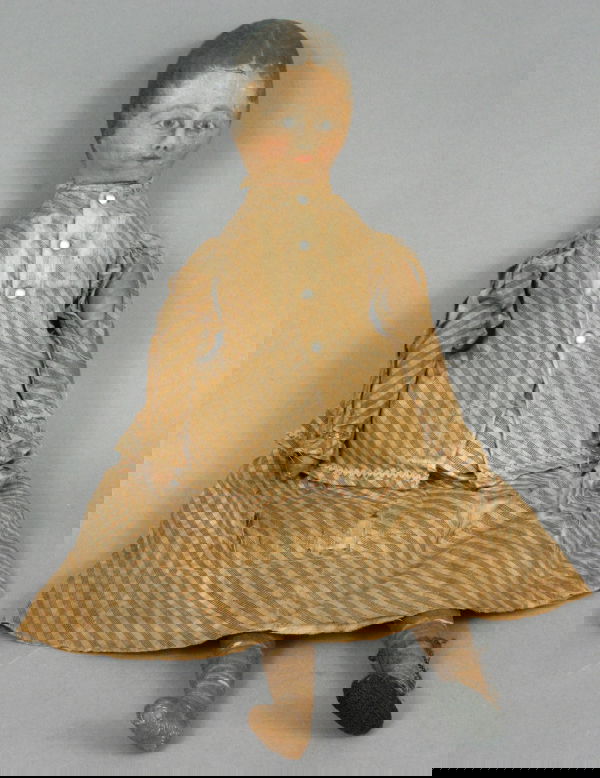 296 19TH CENTURY HANDPAINTED RAG DOLL