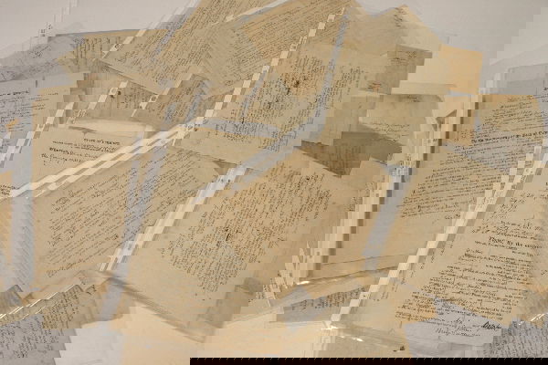 COLLECTION OF EARLY 19TH C. VERMONT LEGAL DOCUMEN: Sixty-two early 19th C. Vermont legal documents, 1808-1820, sizes ranging from 6" x 2" to 7" x 12", some partly-printed, some manuscript, many signed by John Davis (Justice of the Peace), consisting o