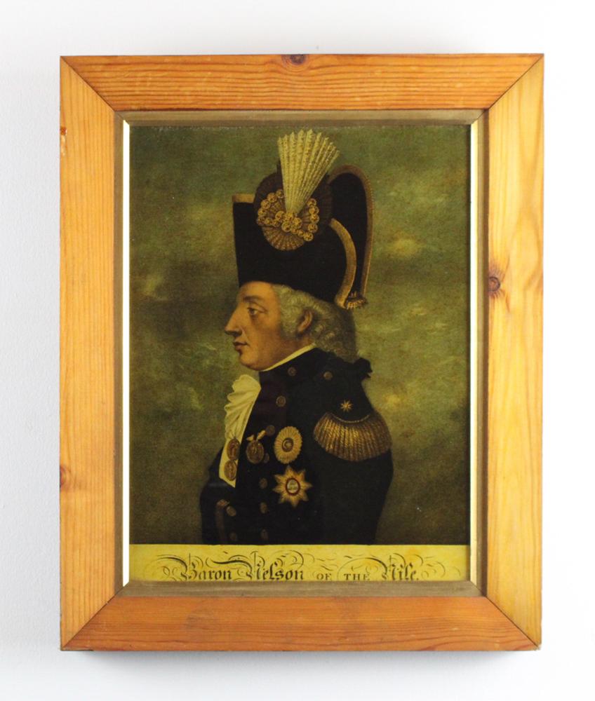 Baron Nelson of the Nile, Print Under Glass: Horatio Nelson, "Baron Nelson of the Nile", print under glass, 17 1/2" x 14". Provenance: Collection of Anthony Athanas, Pier 4 Restaurant, Boston, Massachusetts.