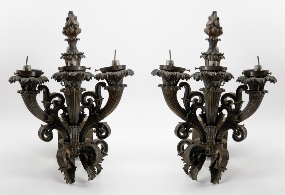 Antique Bronze Three-light Wall Sconces (1 of 8)