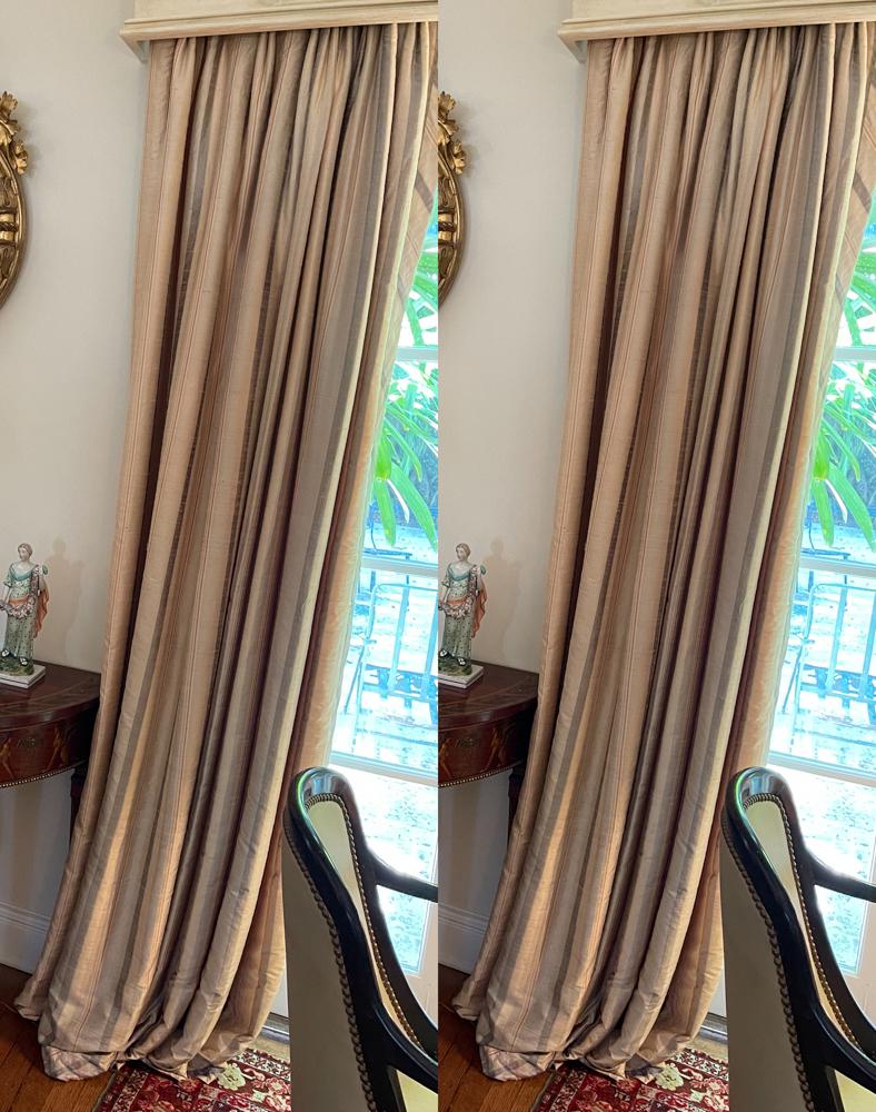 Pair of Silk Lined Cotton Drapes (1 of 1)