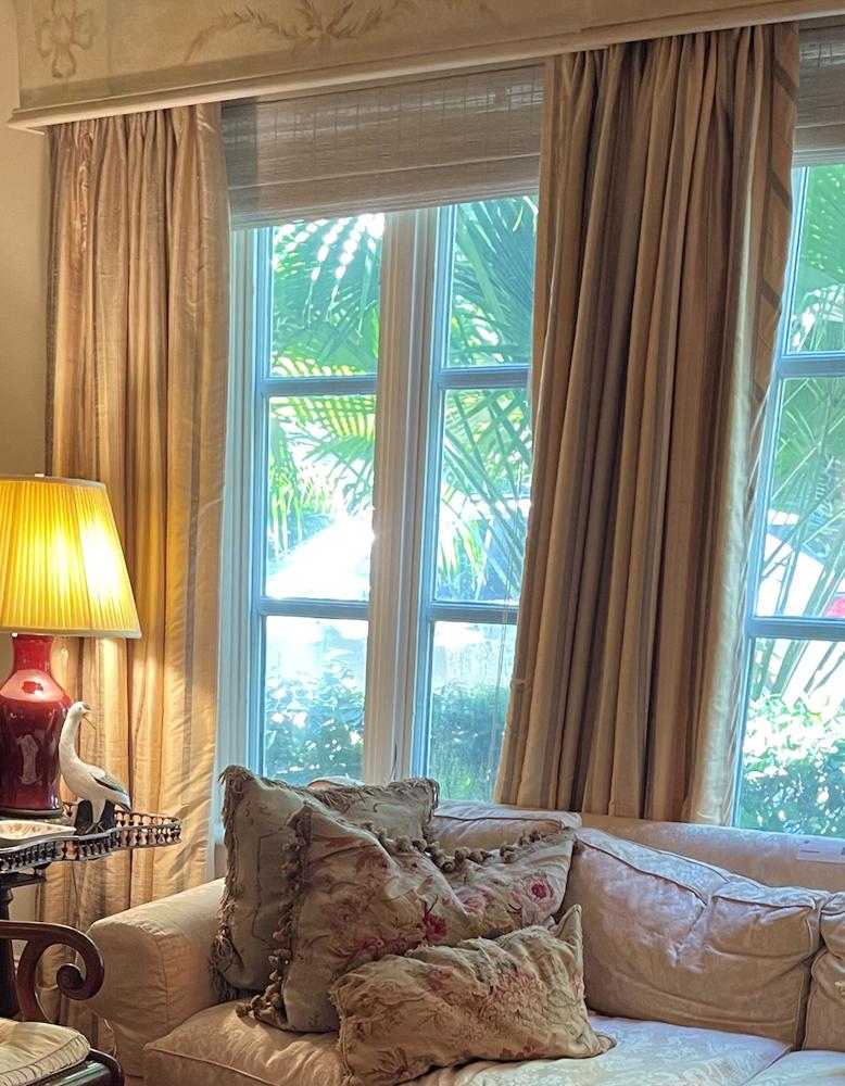 Pair of Silk Lined Cotton Drapes (1 of 1)