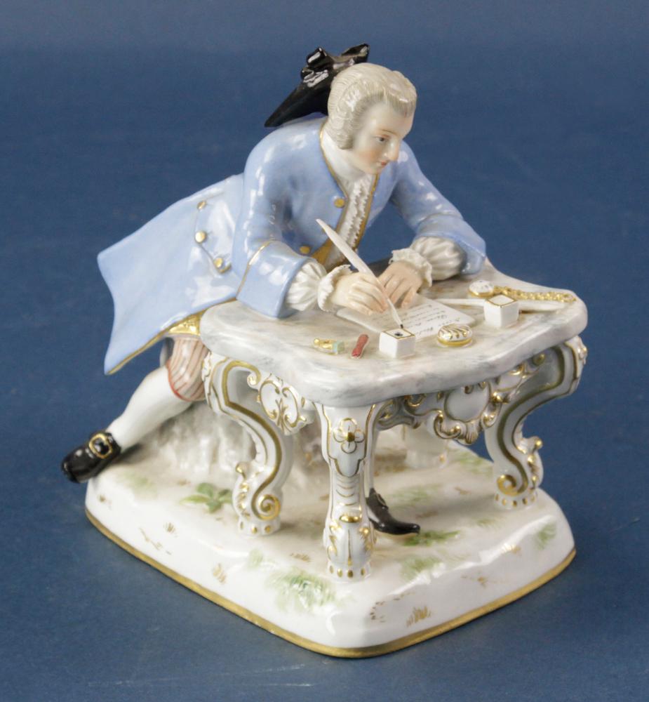 19thC German Meissen Figure at Desk (1 of 6)