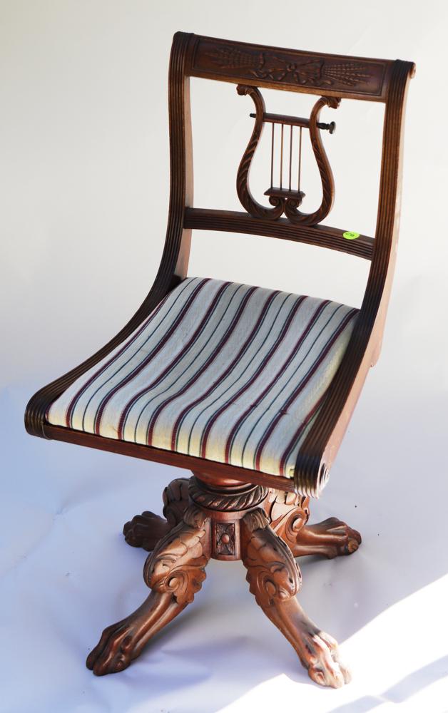 Duncan Phyfe Mahogany Swivel Chair (1 of 1)