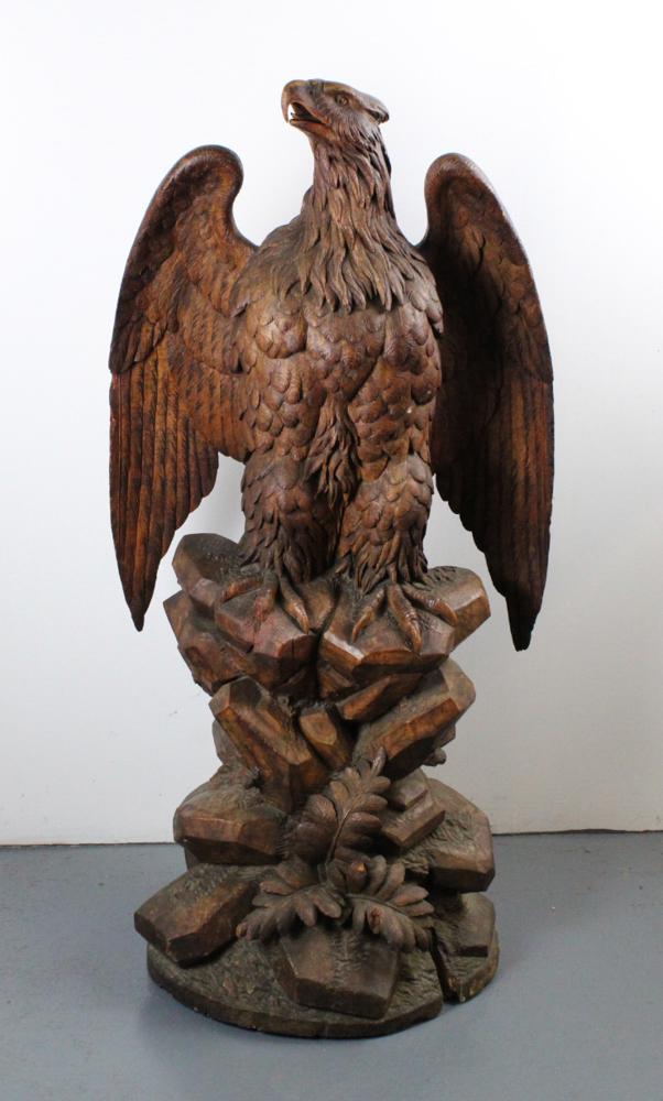 19thC Carved Wood Standing Eagle (1 of 7)