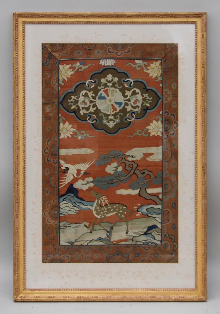 19thC Chinese Embroidered Panel (1 of 4)