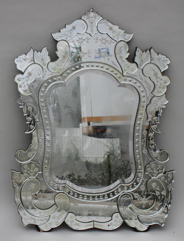 Fine Old Venetian Reverse Etched Glass Mirror (1 of 4)